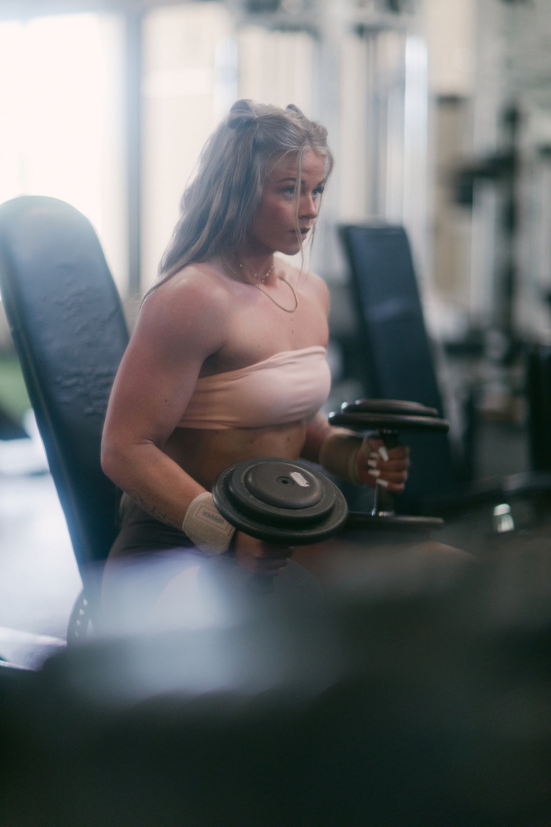 woman doing chest workout